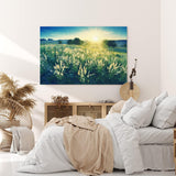 Paul Sinus Wandbild 120x80cm Sonnenuntergang Wildblumen Wiese Natur Landschaft