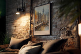 Paul Sinus Kunstdruck 40x60cm Amsterdam Netherlands – Malerische Altstadt an Gracht in herbstlichem Licht mit künstlerischem Flair