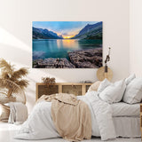 Paul Sinus Wandbild 120x80cm Saint Mary Lake Berge Bergsee See Sonnenuntergang