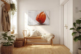 Sinus Art Wandbild 120x80cm Ruhiges Naturmotiv mit physalisähnlicher Blüte auf rustikalem Holzuntergrund