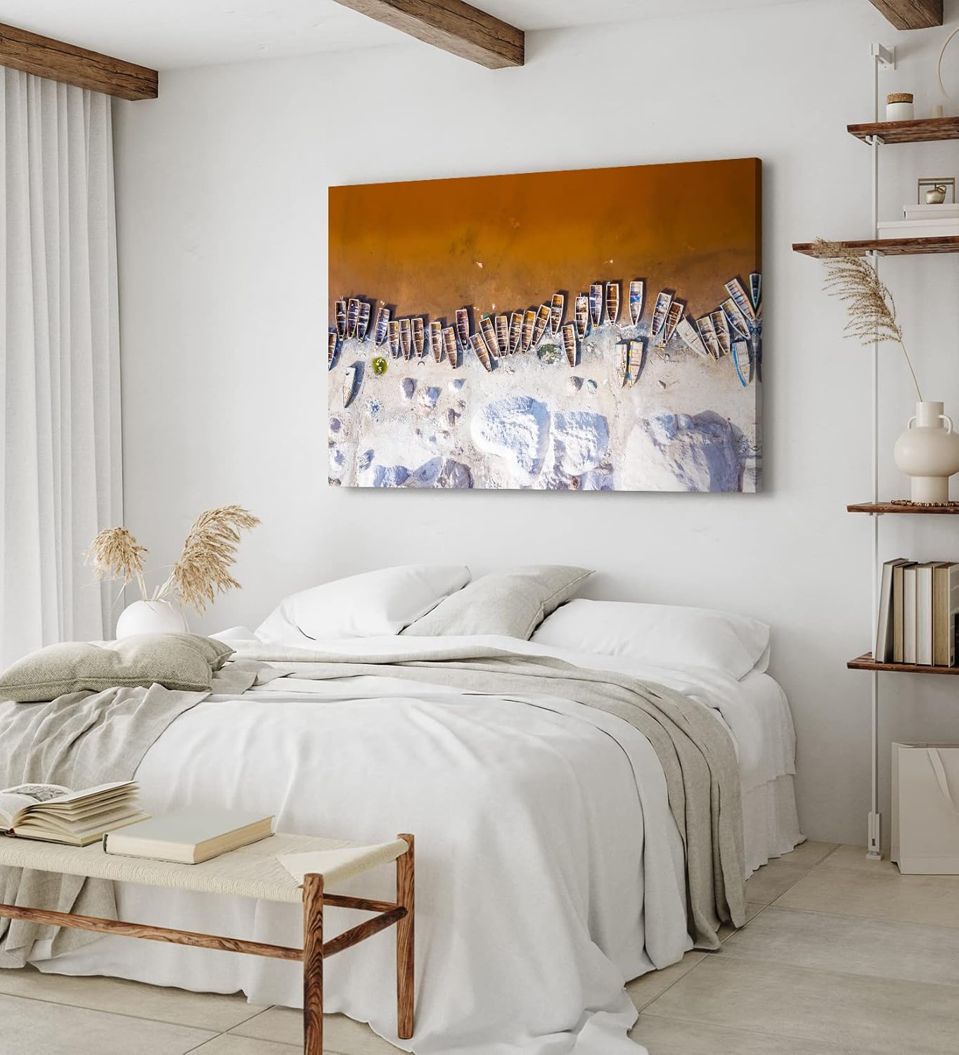 Paul Sinus Wandbild 120x80cm Strand aus der Vogelperspektive Boote Fischerboote Luftaufnahme