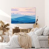 Paul Sinus Wandbild 120x80cm Gebirge Berglandschaft Sonnenuntergang Hügel Blau