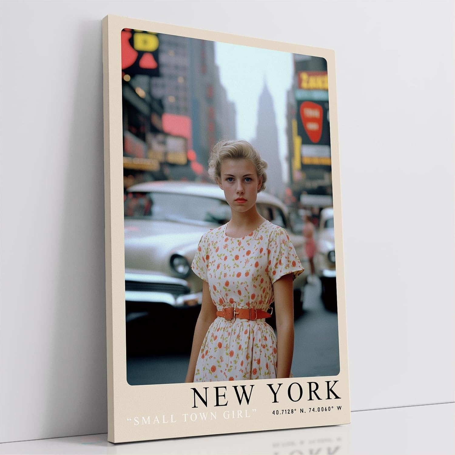 Paul Sinus Leinwandbild 40x60cm New York – Stadt, Nostalgie, Vintage, 50er Jahre, Metropole, Times Square, Mode, Eleganz, Großstadt, USA, Retro