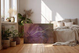 Sinus Art Wandbild 120x80cm Verschlungene Linien und violette Flächen auf texturierter brauner Basis
