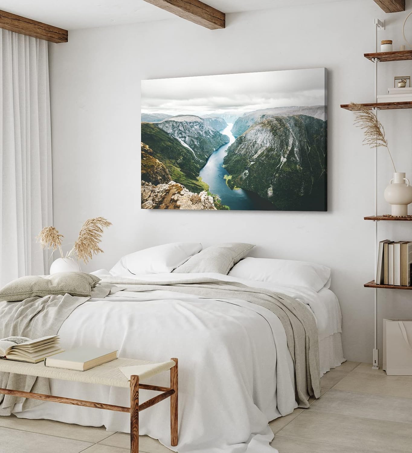 Paul Sinus Wandbild 120x80cm Naeroyfjord Norwegen Fluss Berge Natur Bucht skandinavische Landschaft