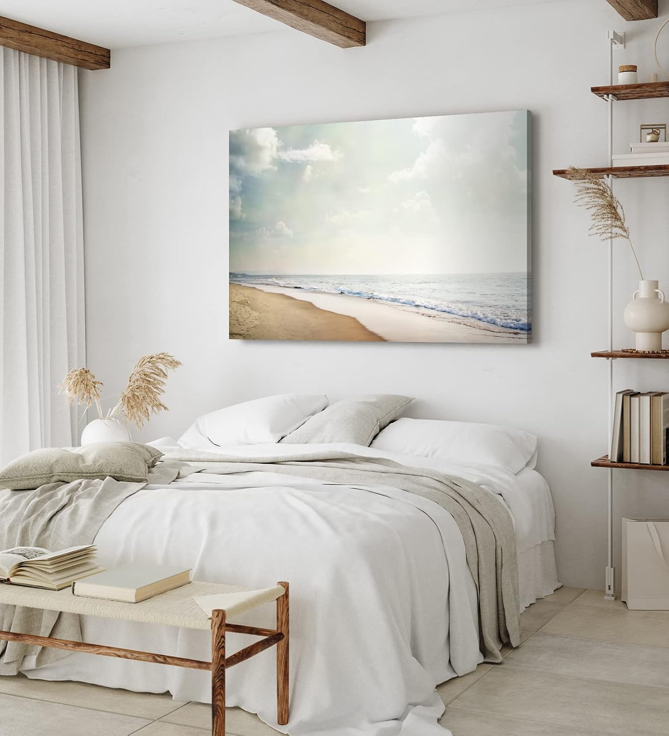 Paul Sinus Wandbild 120x80cm Strand Meer Wellen Horizont Himmel Sandstrand