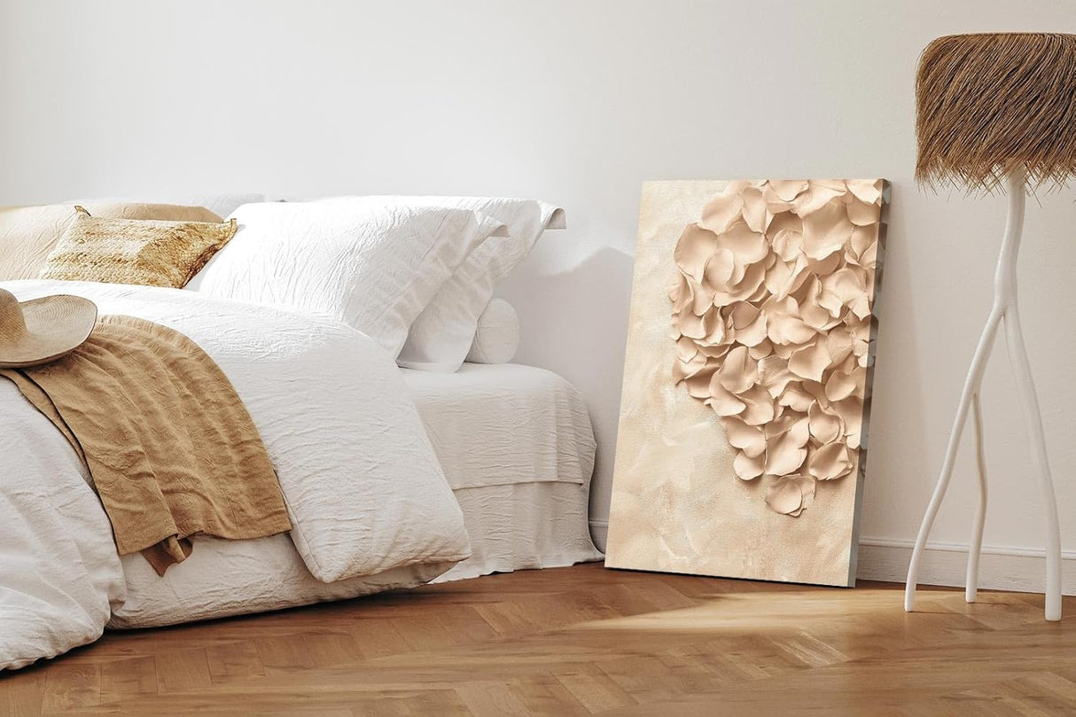 Paul Sinus 60x90cm Wandbild Blütenmeer in Beige – Sanfte Raumharmonie mit plastischer Blume
