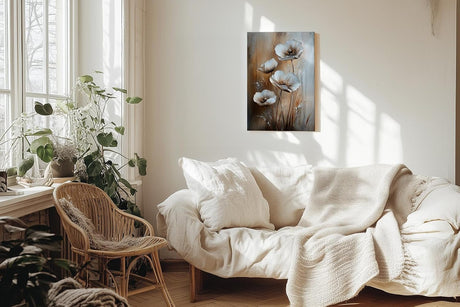Paul Sinus 60x90cm Wandbild Eleganz der Blüten in Beige Braun – Exklusives Highlight mit floraler Kunst Blume