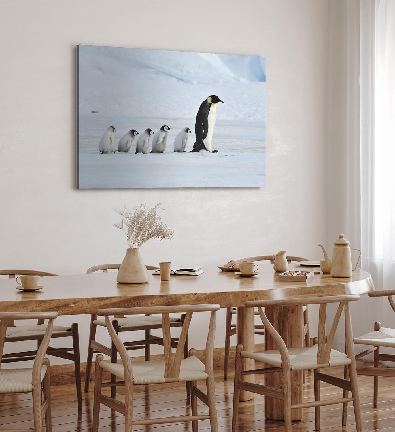 Paul Sinus Wandbild 120x80cm Pinguine Babypinguine Kaiserpinguin Schnee Tierfotografie