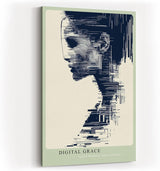 Paul Sinus Wandbild in 40x60cm abstraktes digitales Porträt – modernes Kunstmotiv zwischen Mensch und Technologie