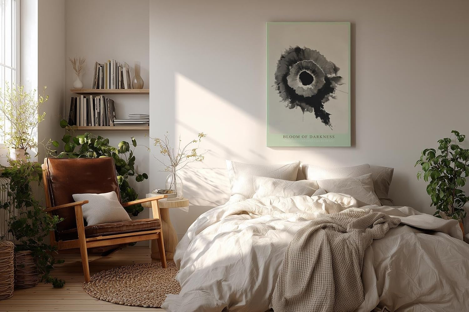 Paul Sinus Wandbild in 40x60cm Bloom of Darkness Abstraktes Schwarz-Weiß-Motiv in organischer Form mit kontrastreichem Zentrum