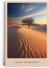 Paul Sinus Leinwandbild 40x60cm Leinwandbild Oasis of Silence Wüste Sanddünen Sonnenuntergang Einsamkeit Natur Stille Harmonie Landschaft Baum