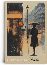 Paul Sinus Leinwandbild 60x90cm Leinwandbild Rainy Day in Paris romantische Stadtkunst geheimnisvolle Atmosphäre urbane Eleganz regnerische Straßenszene