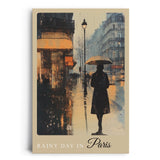 Paul Sinus Leinwandbild 60x90cm Leinwandbild Rainy Day in Paris romantische Stadtkunst geheimnisvolle Atmosphäre urbane Eleganz regnerische Straßenszene