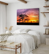 Paul Sinus Wandbild 120x80cm Afrikanische Landschaft Burkea Africana Bäume Sonnenuntergang