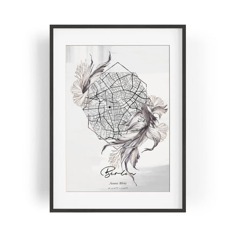 Paul Sinus Bilderrahmen individuell gestaltet mit deinen GPS Koordinaten und Namen. 30cm x 42cm Holz Wechselrahmen mit Glas und Passepartout. Einzigartige Geschenkidee.. (ohne Rahmen)