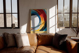 Paul Sinus Wandbild in 40x60cm The Circle of Momentum – Dynamischer Farbkreis in Rot, Gelb, Blau und Weiß