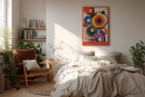Paul Sinus Wandbild in 40x60cm The Rhythm of Rings – Lebendige Komposition aus farbkräftigen Kreisen in Gelb, Rot, Blau, Pink und Schwarz mit dynamischen Pinselspuren