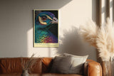 Paul Sinus Wandbild in 40x60cm Spectral Plumes Detailreiches Pfauenportrait in kräftigen Farben