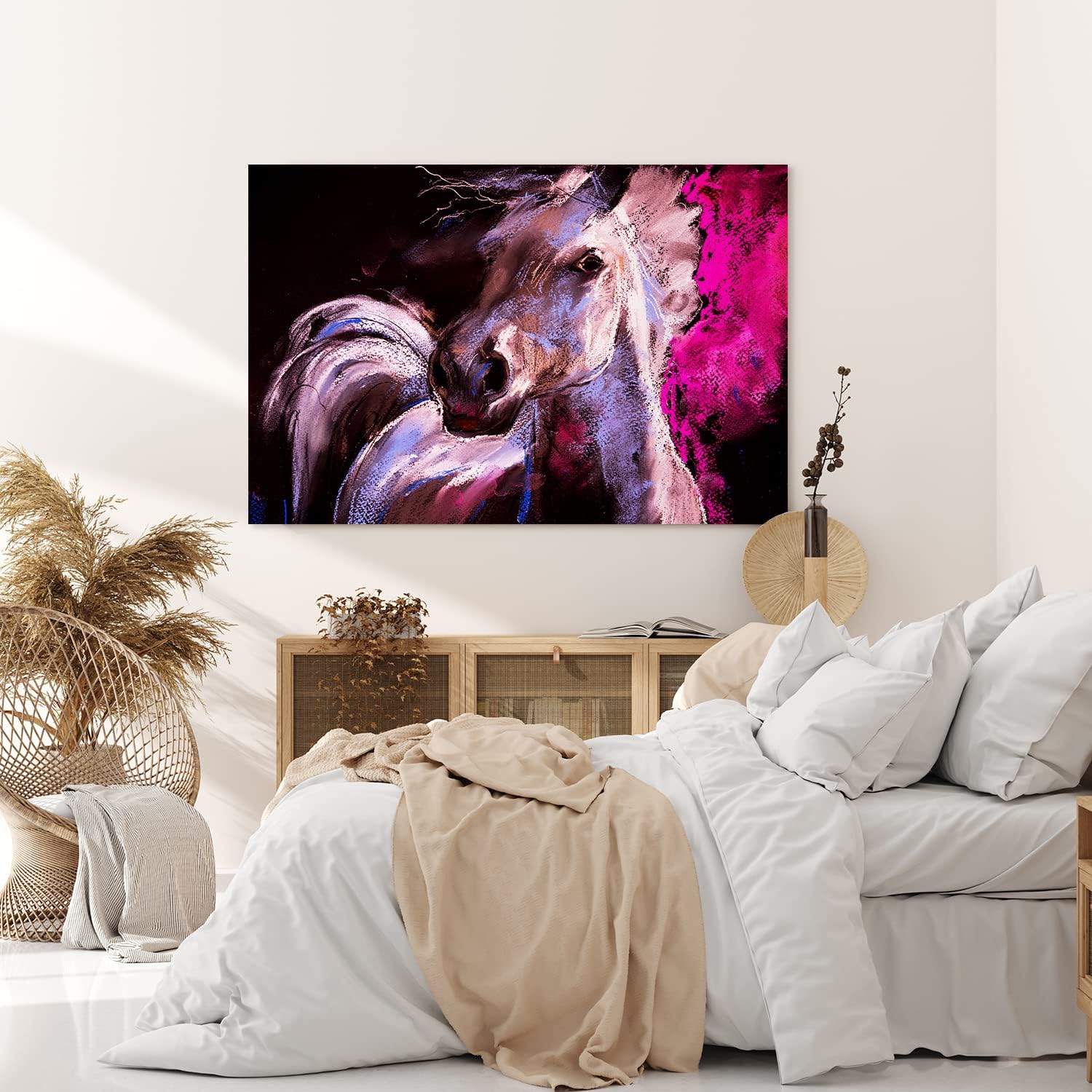 Paul Sinus Wandbild 120x80cm Pferd Wildpferd Mustang Kunstvoll Abstrakt Rosa