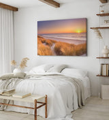 Paul Sinus Wandbild 120x80cm Ostsee Horizont Sandstrand Strand Meer roter Himmel