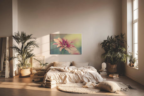 Sinus Art Wandbild 120x80cm Blüte in Rosé und Cremefarben mit weichem Hintergrund – romantisch und dezent