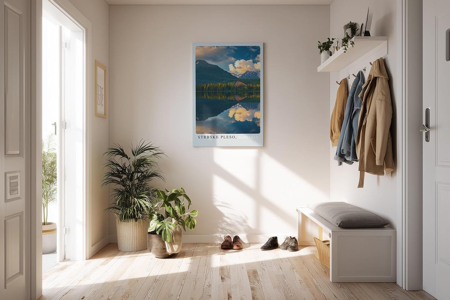 Paul Sinus Kunstdruck 40x60cm Strbske Pleso Slowakei mit Bergsee und Hotel im Licht der Abendwolken