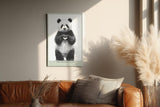 Paul Sinus Wandbild in 40x60cm The Hug Dealer Panda mit Herzgeste schwarz-weiße Tierillustration auf Leinwand
