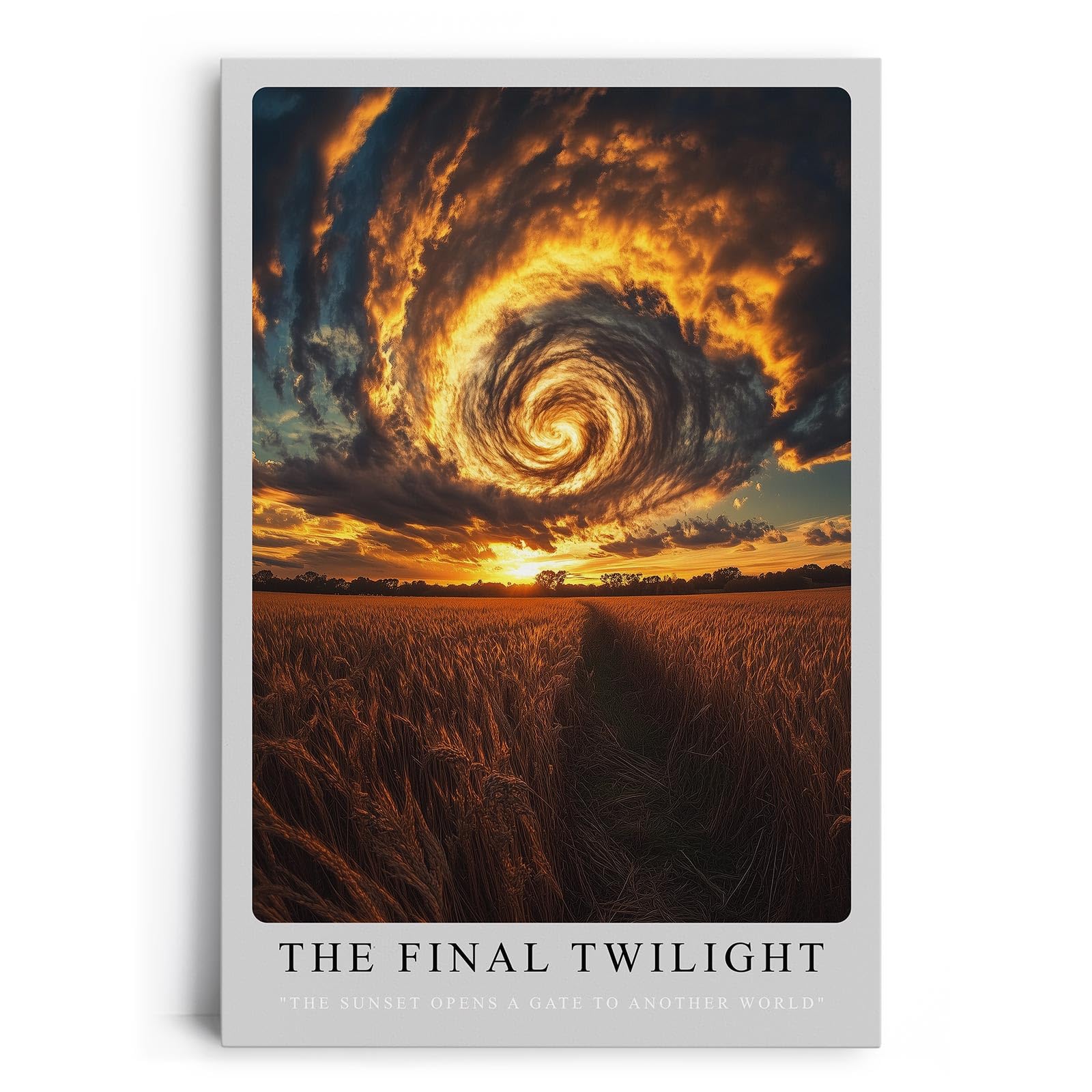 Paul Sinus Leinwandbild 40x60cm The Final Twilight mystischer Himmel Wirbelwolken dramatischer Sonnenuntergang goldene Felder surreal faszinierend