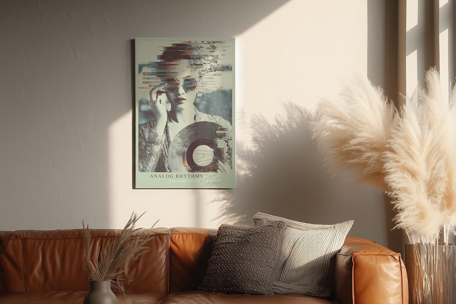 Paul Sinus Wandbild in 40x60cm Analog Rhythms – künstlerisches Porträt im Vintage-Stil mit dynamischem Glitch-Effekt für kreative Raumgestaltung