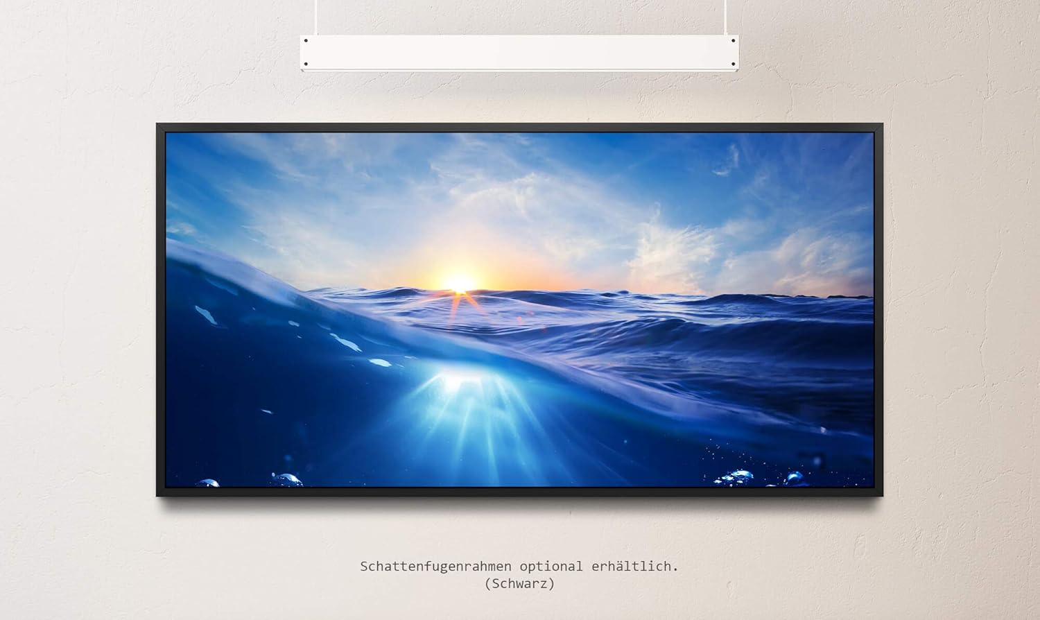 Meeresansicht ca. 130x70cm Wandbild inklusive Schattenfugenrahmen schwarz - Panorama Leinwand Bild XXL Format Wandbilder Wohnzimmer Wohnung Deko Kunstdrucke