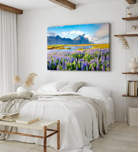 Paul Sinus Wandbild 120x80cm Island Landschaft Berg Blumen Blau See Natur