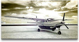 Vintage Flugzeug ca. 130x70cm Wandbild inklusive Schattenfugenrahmen weiss - Panorama Leinwand Bild XXL Format Wandbilder Wohnzimmer Wohnung Deko Kunstdrucke