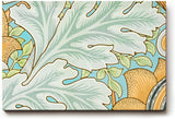 Sinus Art Wandbild 120x80cm Florale Jugendstilkomposition mit großen Blättern und gelben Blüten auf pastellblauem Grund