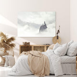 Paul Sinus Wandbild 120x80cm Ein Mann auf Berggipfel Berge Wolken Felsen Nebel