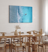 Paul Sinus Wandbild 120x80cm Luftaufnahme Strand Boot Blau Meer Wellen Vogelperspektive