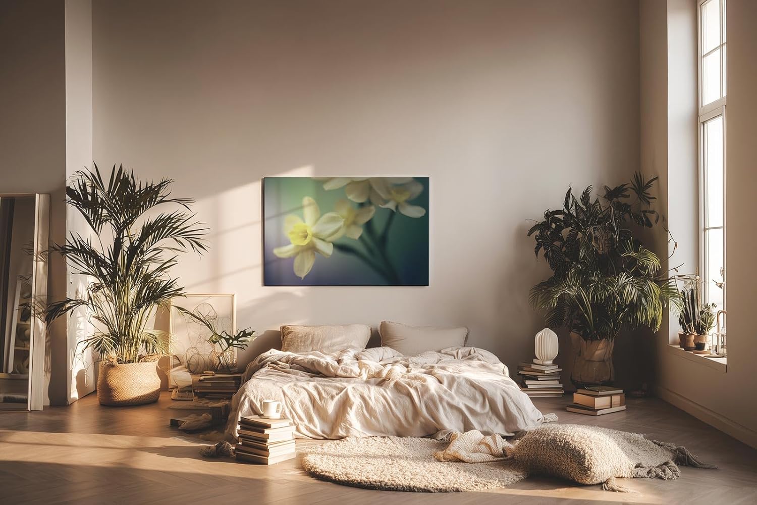 Sinus Art Wandbild 120x80cm Elegante Darstellung von Narzissen – Symbol für Neubeginn und Leichtigkeit