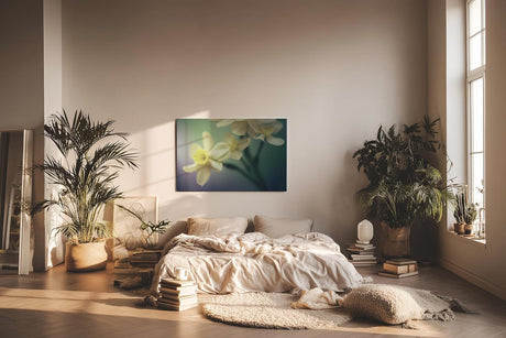 Sinus Art Wandbild 120x80cm Elegante Darstellung von Narzissen – Symbol für Neubeginn und Leichtigkeit