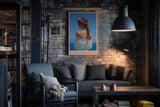 Paul Sinus Wandbild in 40x60cm The Flower Crowned Summer Romantic Woman with Floral Hair Wreath by the Sea in Sunlit Colors