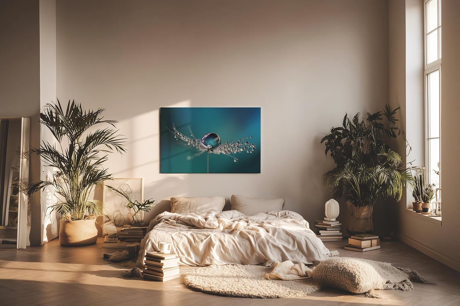 Sinus Art Wandbild 120x80cm Zauberhaftes Motiv mit spiegelnden Tropfen und weichen Farben für moderne Ästhetik