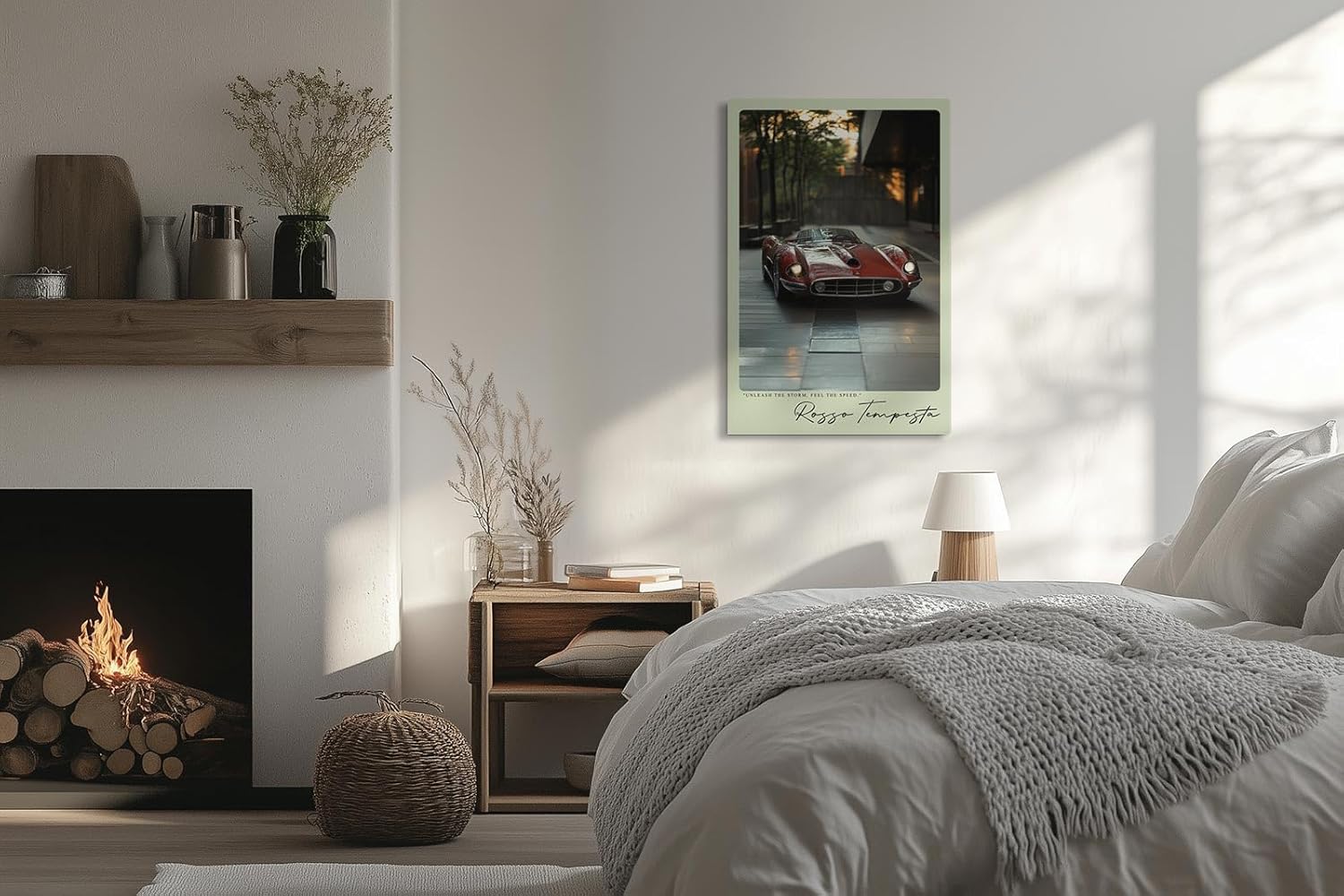 Paul Sinus Leinwandbild 40x60cm Rosso Tempesta Leinwandbild legendärer Sportwagen in urbaner Umgebung dynamisches Design und pure Geschwindigkeit
