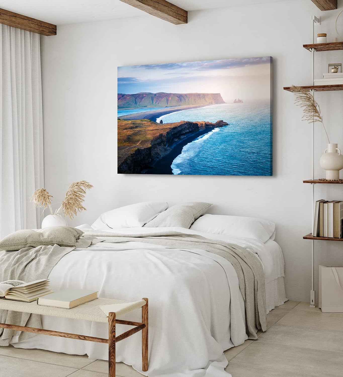 Paul Sinus Wandbild 120x80cm Kirkjufjara Beach Island Meer Küste Klippen Berge