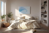 Sinus Art Wandbild 120x80cm Zartes Blattgewebe in kühlem Blau mit Tautropfen – ideal für ruhige Raumgestaltung