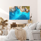 Paul Sinus Wandbild 120x80cm Meer Küste Luftaufnahme Surfen Klippen Blau