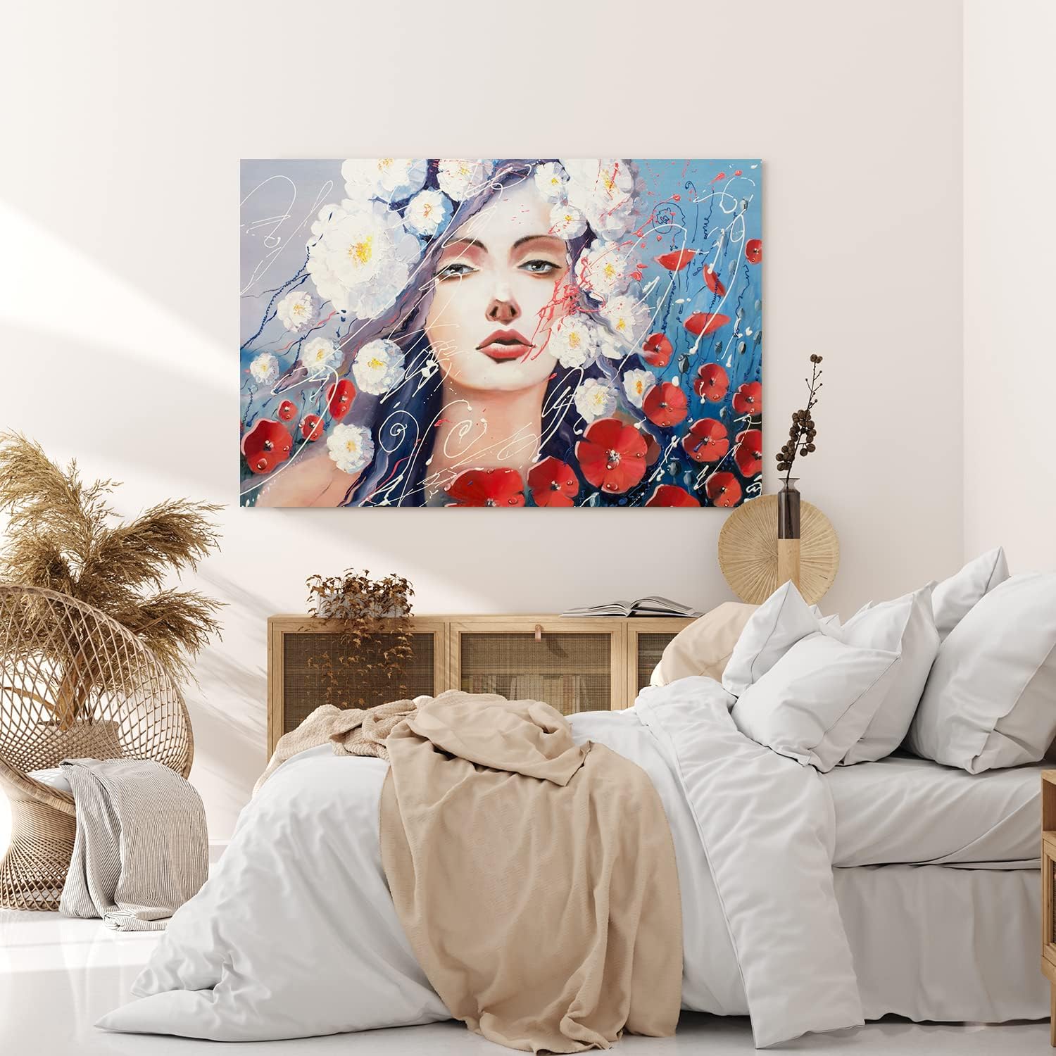 Paul Sinus Wandbild 120x80cm Junge Frau Porträt Kunstvoll Feminin Schönheit Blumen