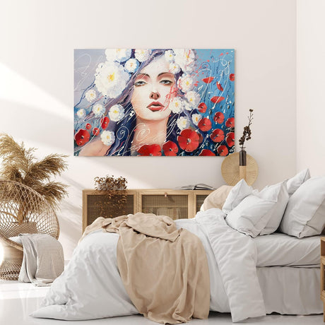 Paul Sinus Wandbild 120x80cm Junge Frau Porträt Kunstvoll Feminin Schönheit Blumen