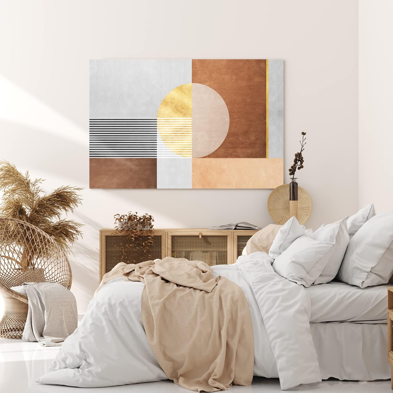 Wandbild 120x80cm Geometrische Kunst Minimal Kunstvoll Brauntöne