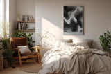 Paul Sinus Wandbild in 40x60cm The Depth of Contrast – Schwarz-weiße Reliefstruktur mit fließenden, organischen Linien und starker Licht-Schatten-Wirkung