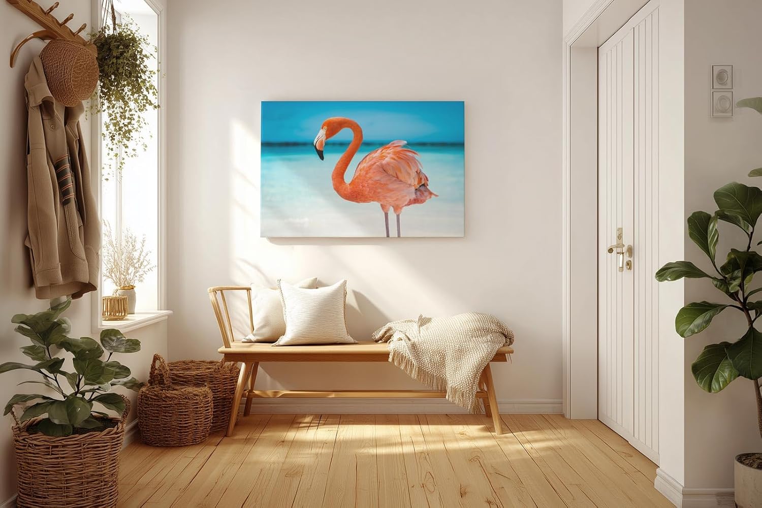 Sinus Art Wandbild 120x80cm Exotisches Flamingo-Motiv sorgt für tropisches Flair und Sommerstimmung im Raum