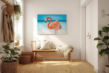 Sinus Art Wandbild 120x80cm Exotisches Flamingo-Motiv sorgt für tropisches Flair und Sommerstimmung im Raum